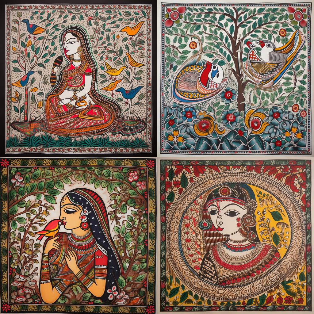 Madhubani painting style, Midjourney V5, render 1 of 4
