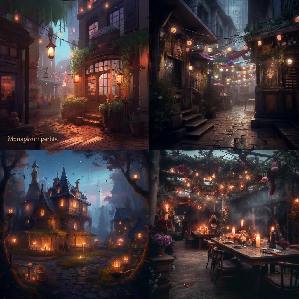 Magical atmosphere style, Midjourney V5, render 1 of 4