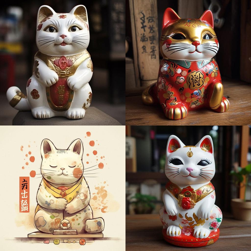 Maneki-neko style, Midjourney V5, render 1 of 4