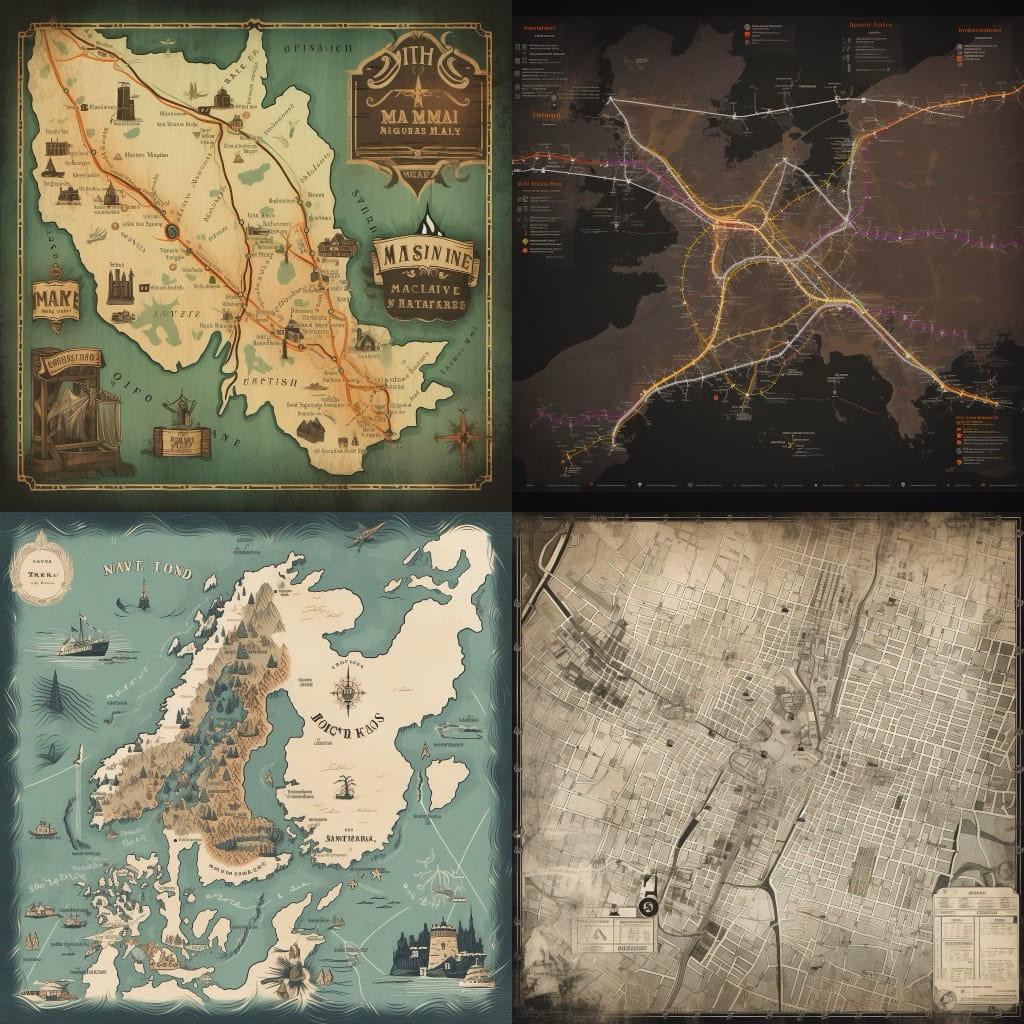 Map style, Midjourney V5, render 1 of 4