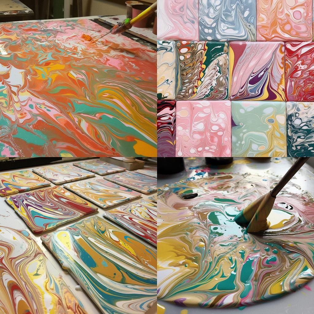 Marbling style, Midjourney V5, render 1 of 4