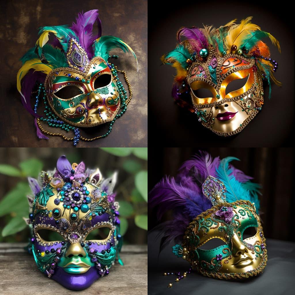 Mardi gras mask style, Midjourney V5, render 1 of 4