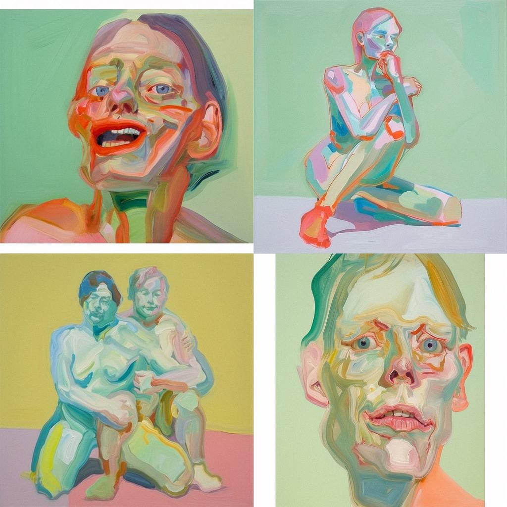 Maria Lassnig style, Midjourney V5, render 1 of 4