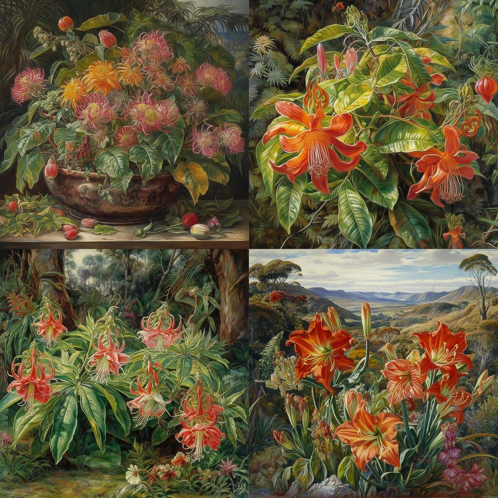 Marianne North style, Midjourney V5, render 1 of 4