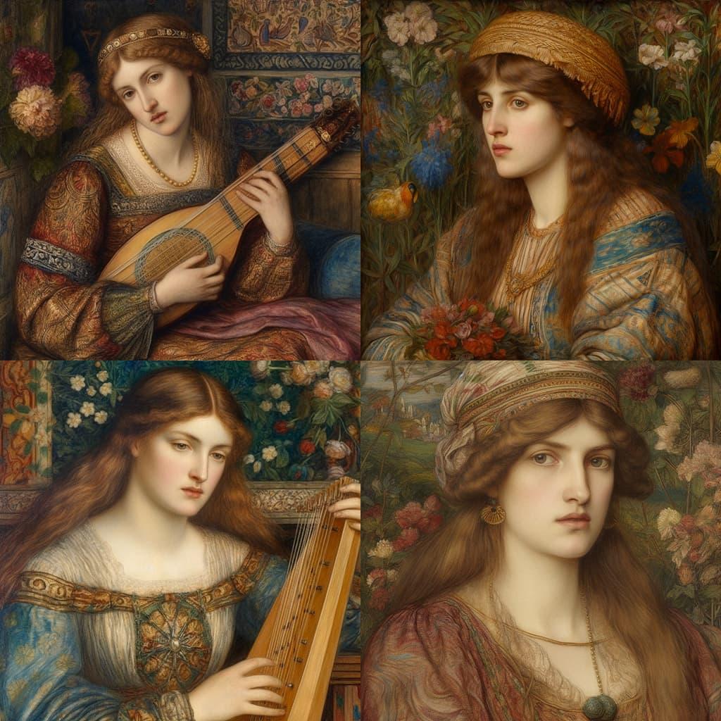 Marie Spartali Stillman style, Midjourney V5, render 1 of 4