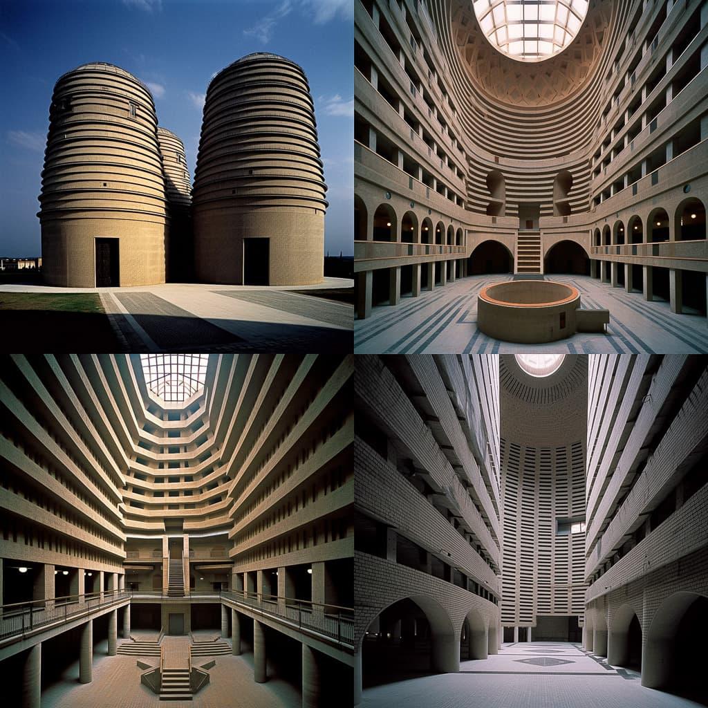 Mario Botta style, Midjourney V5, render 1 of 4