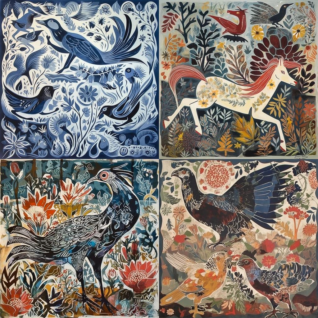 Mark Hearld style, Midjourney V5, render 1 of 4