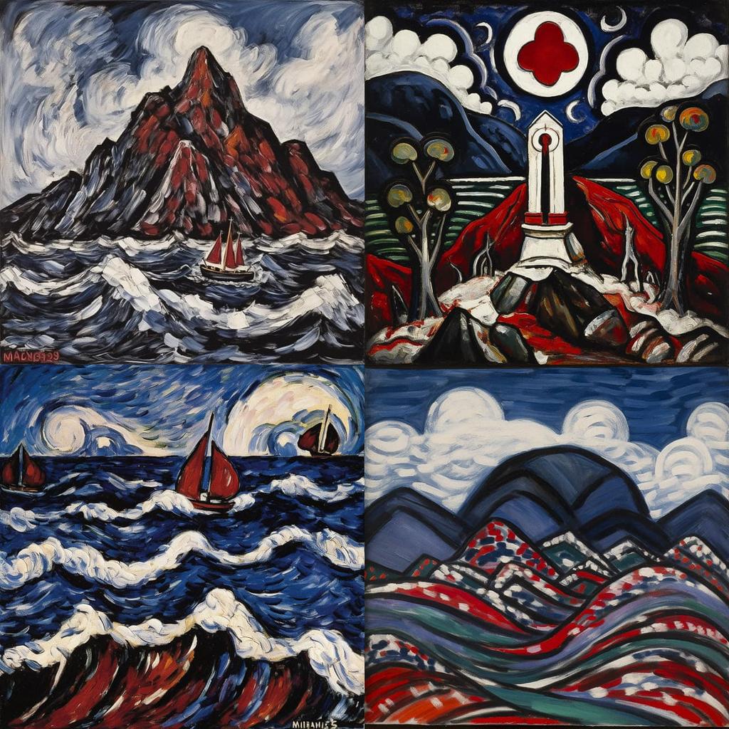 Marsden Hartley style, Midjourney V5, render 1 of 4