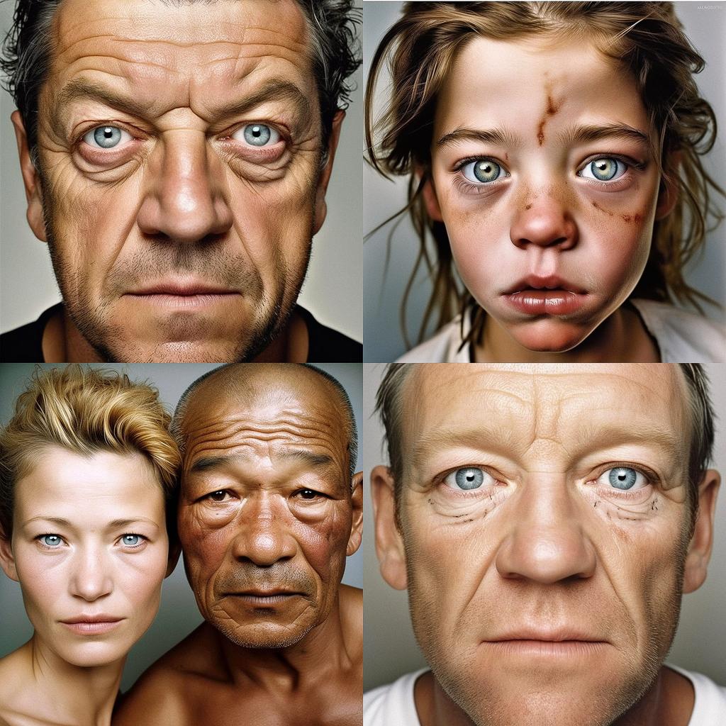 Martin Schoeller style, Midjourney V5, render 1 of 4