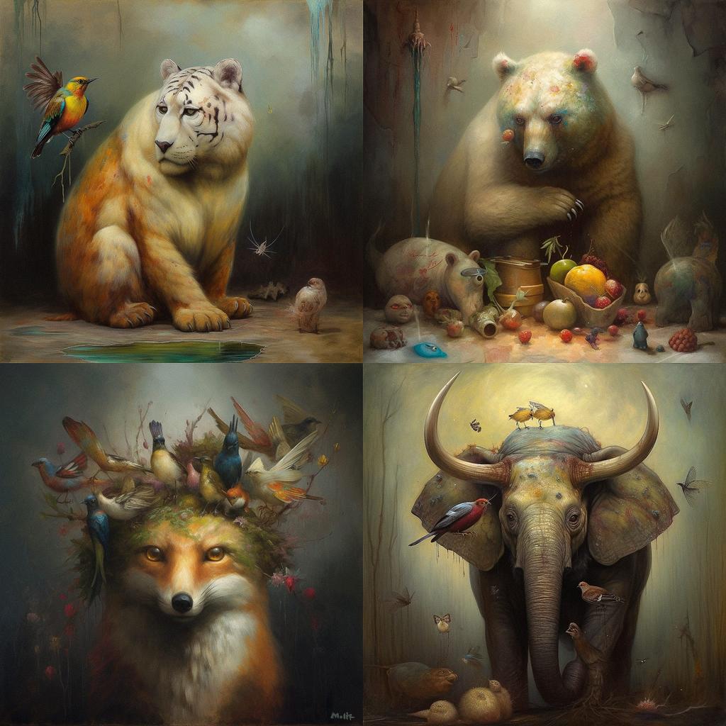 Martin Wittfooth style, Midjourney V5, render 1 of 4