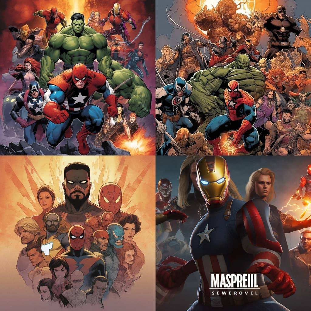 Marvel style, Midjourney V5, render 1 of 4