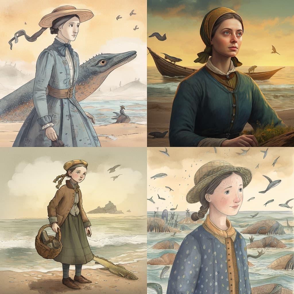 Mary Anning style, Midjourney V5, render 1 of 4