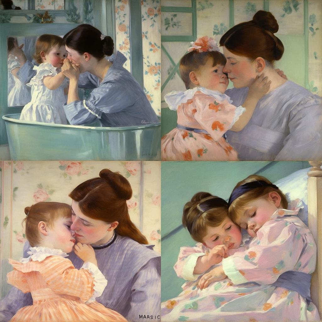 Mary Cassatt style, Midjourney V5, render 1 of 4