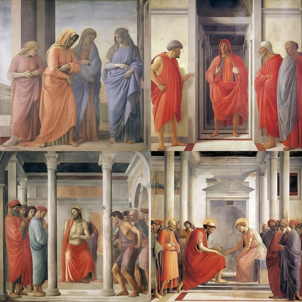 Masaccio style, Midjourney V5, render 1 of 4
