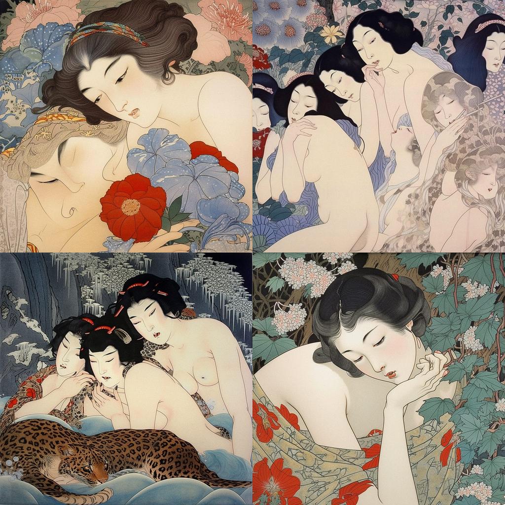 Masami Teraoka style, Midjourney V5, render 1 of 4