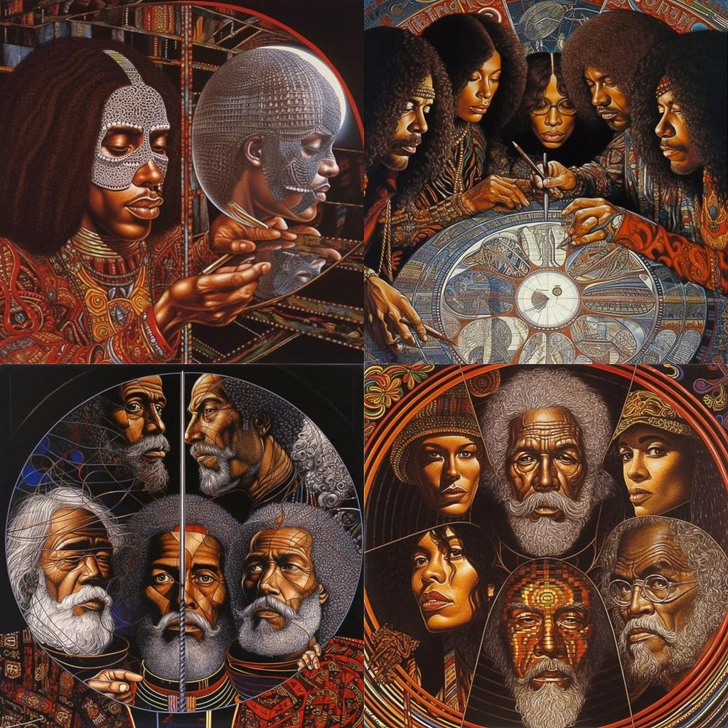 Mati Klarwein style, Midjourney V5, render 1 of 4