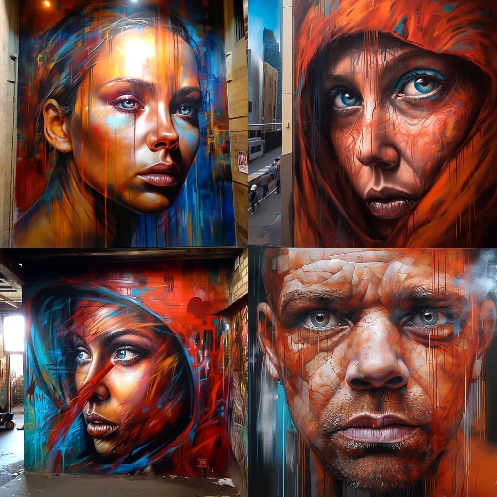 Matt Adnate style, Midjourney V5, render 1 of 4