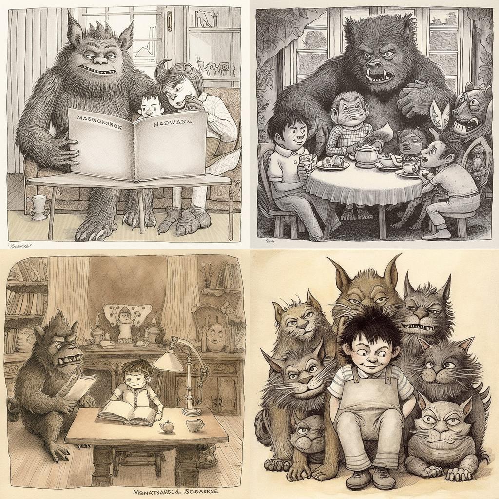 Maurice Sendak style, Midjourney V5, render 1 of 4