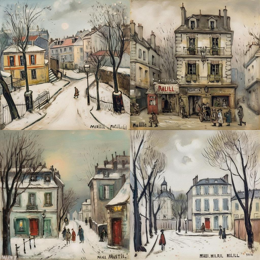 Maurice Utrillo style, Midjourney V5, render 1 of 4