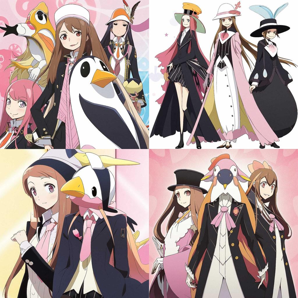 Mawaru Penguindrum style, Midjourney V5, render 1 of 4