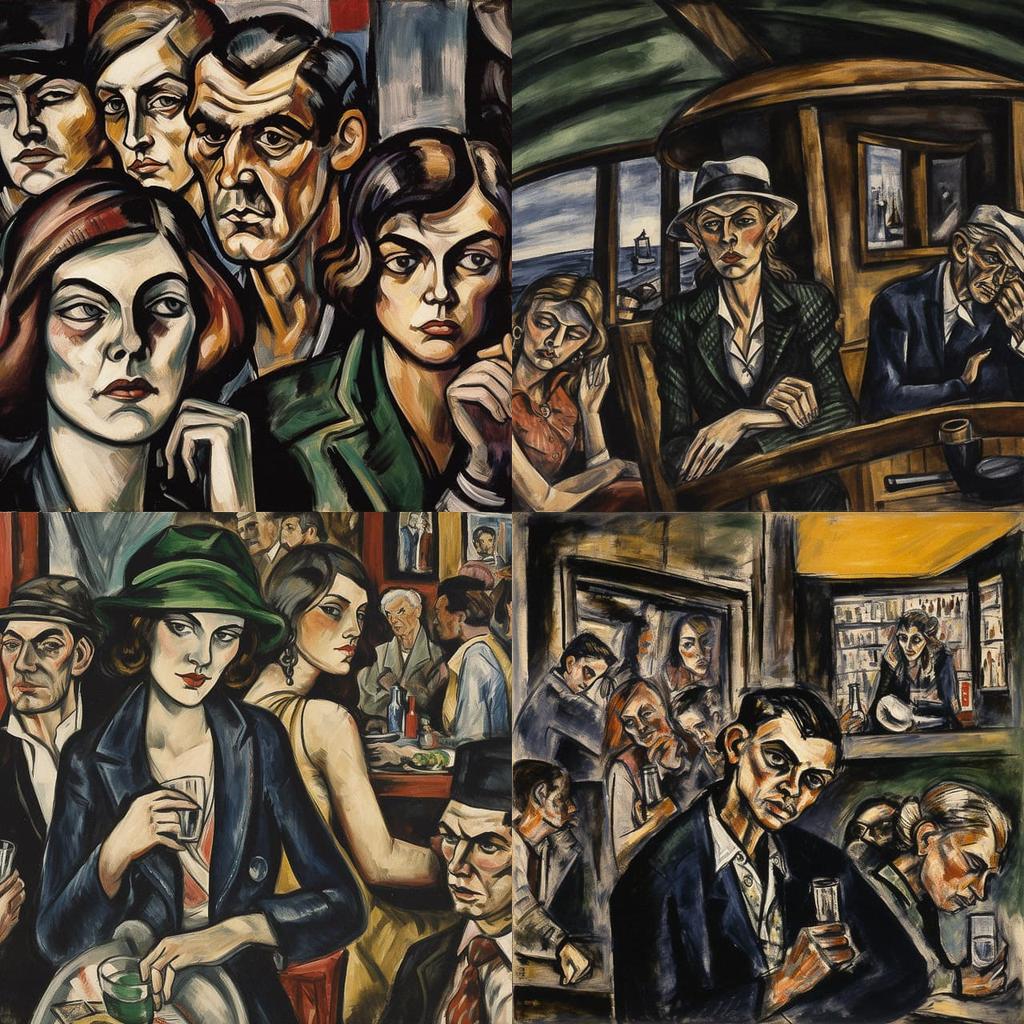 Max Beckmann style, Midjourney V5, render 1 of 4