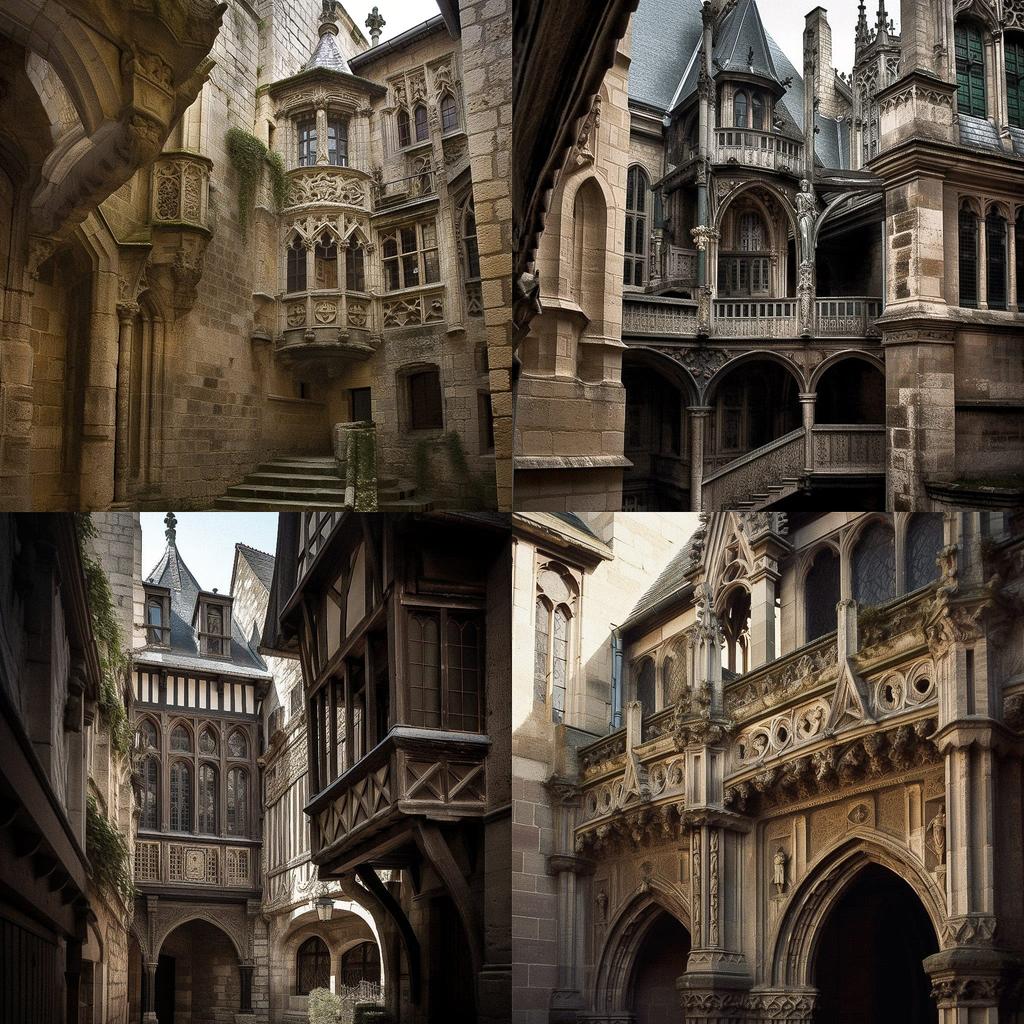 Medieval architecture style, Midjourney V5, render 1 of 4