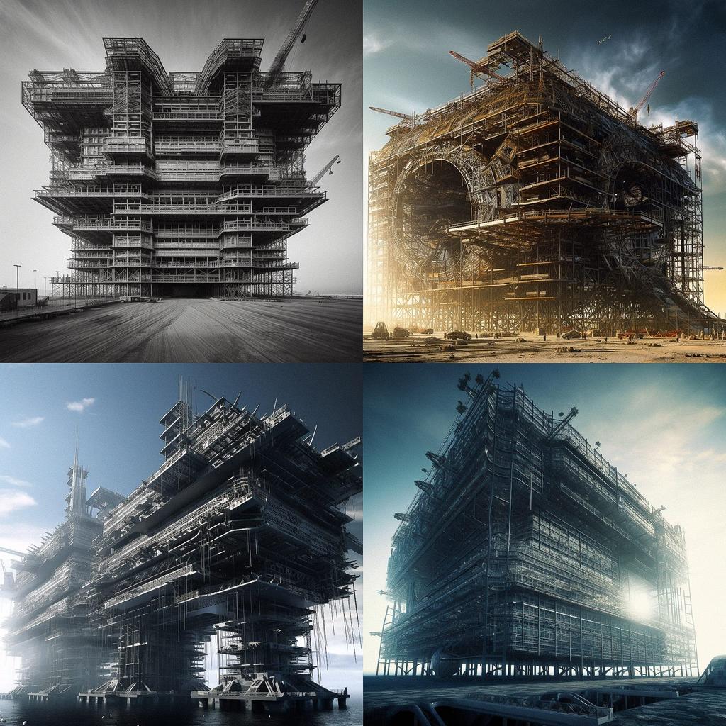 Megastructure style, Midjourney V5, render 1 of 4