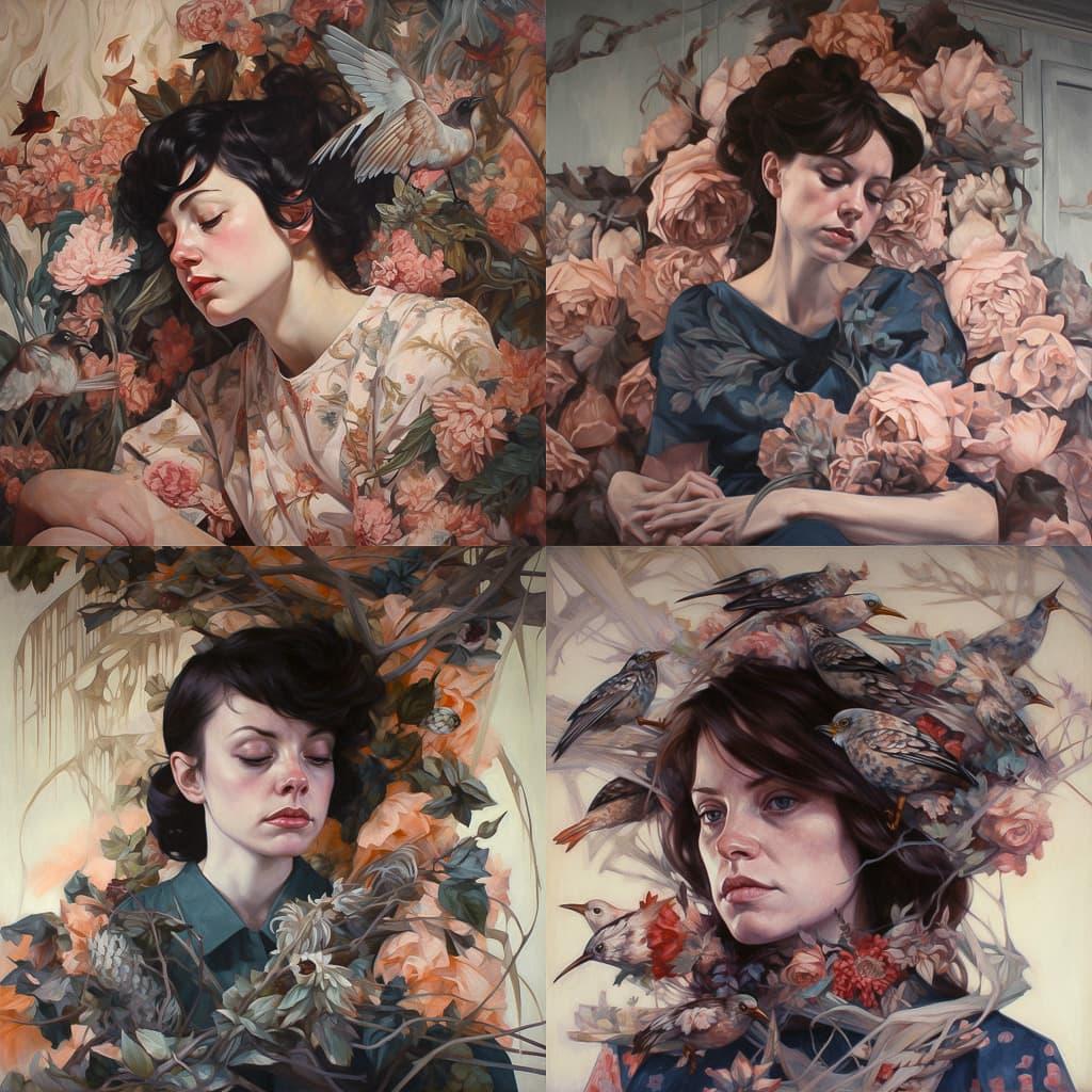 Meghan Howland style, Midjourney V5, render 1 of 4