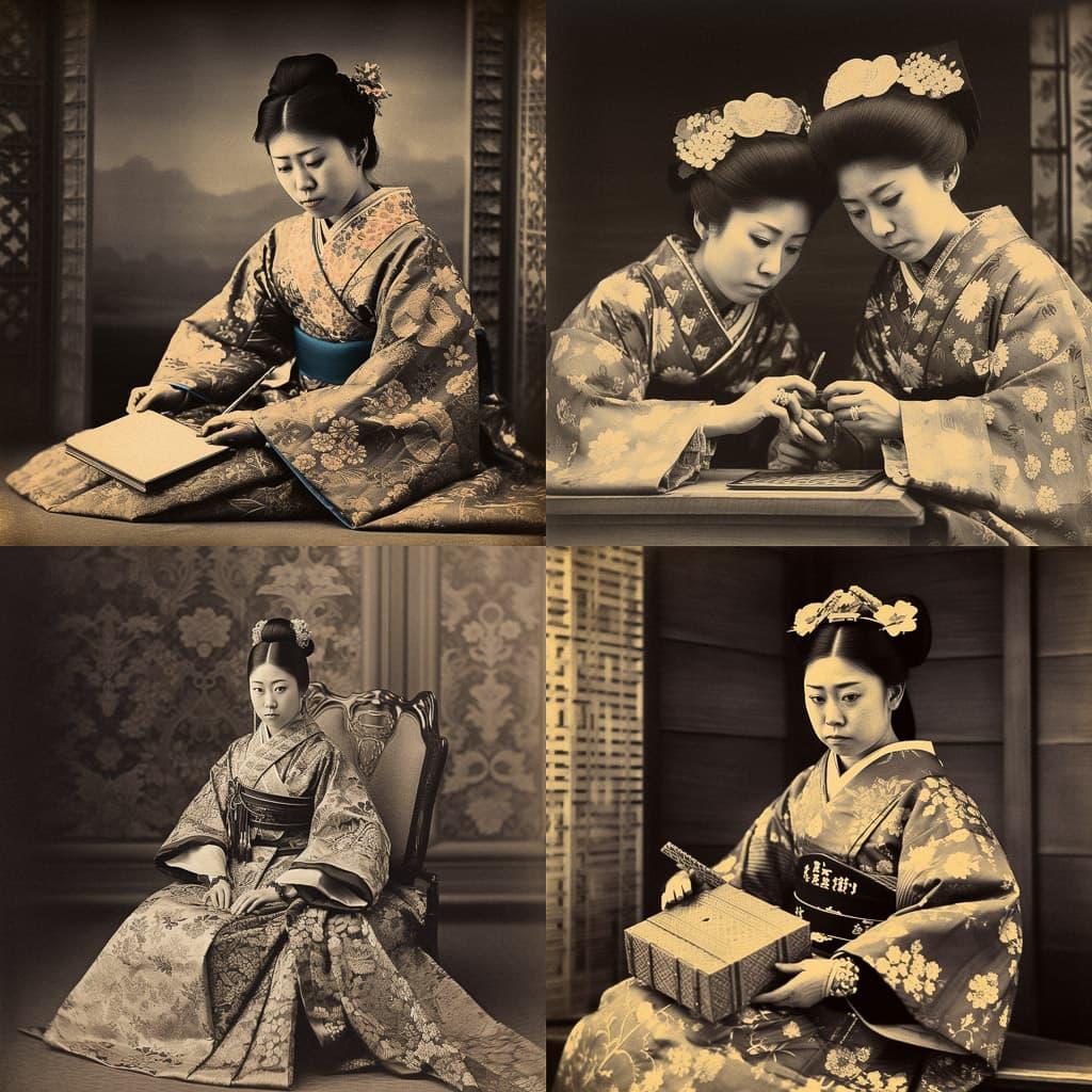 Meiji Period photography style, Midjourney V5, render 1 of 4