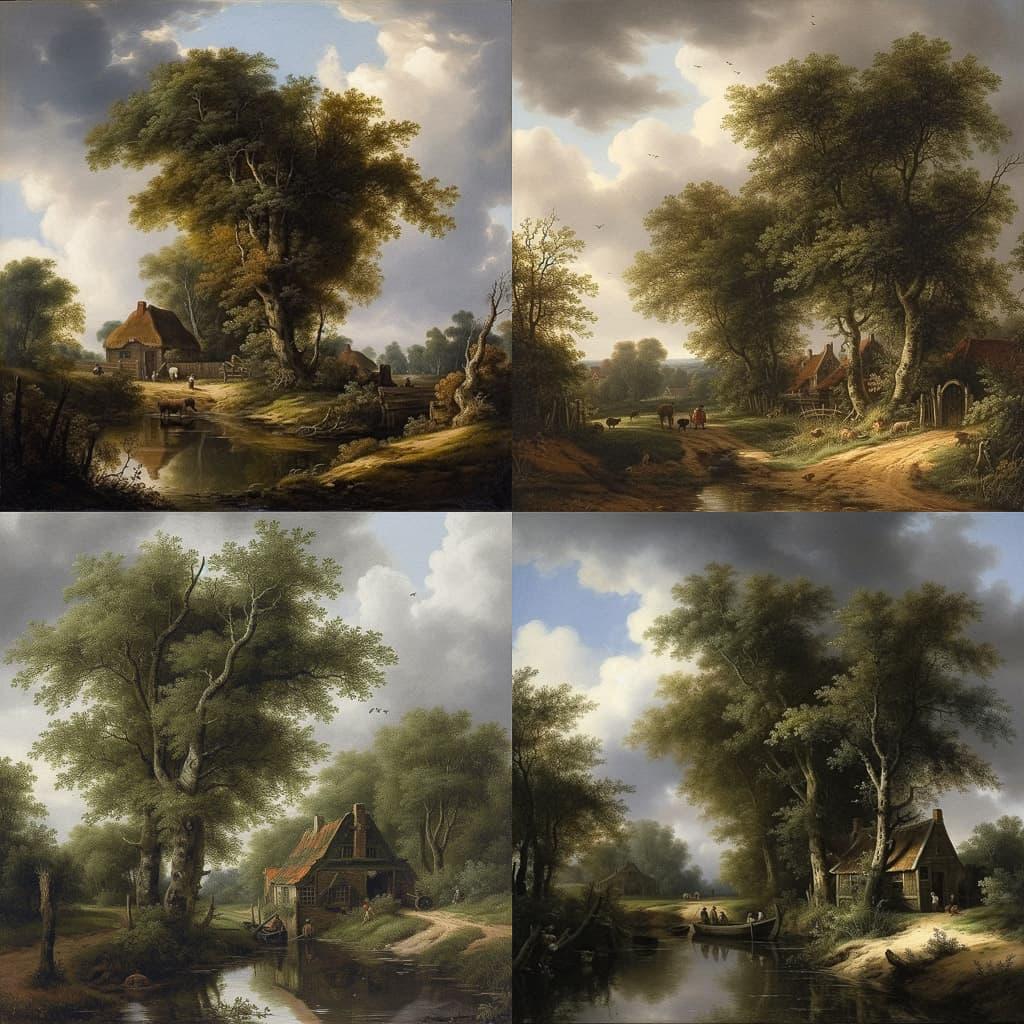 Meindert Hobbema style, Midjourney V5, render 1 of 4
