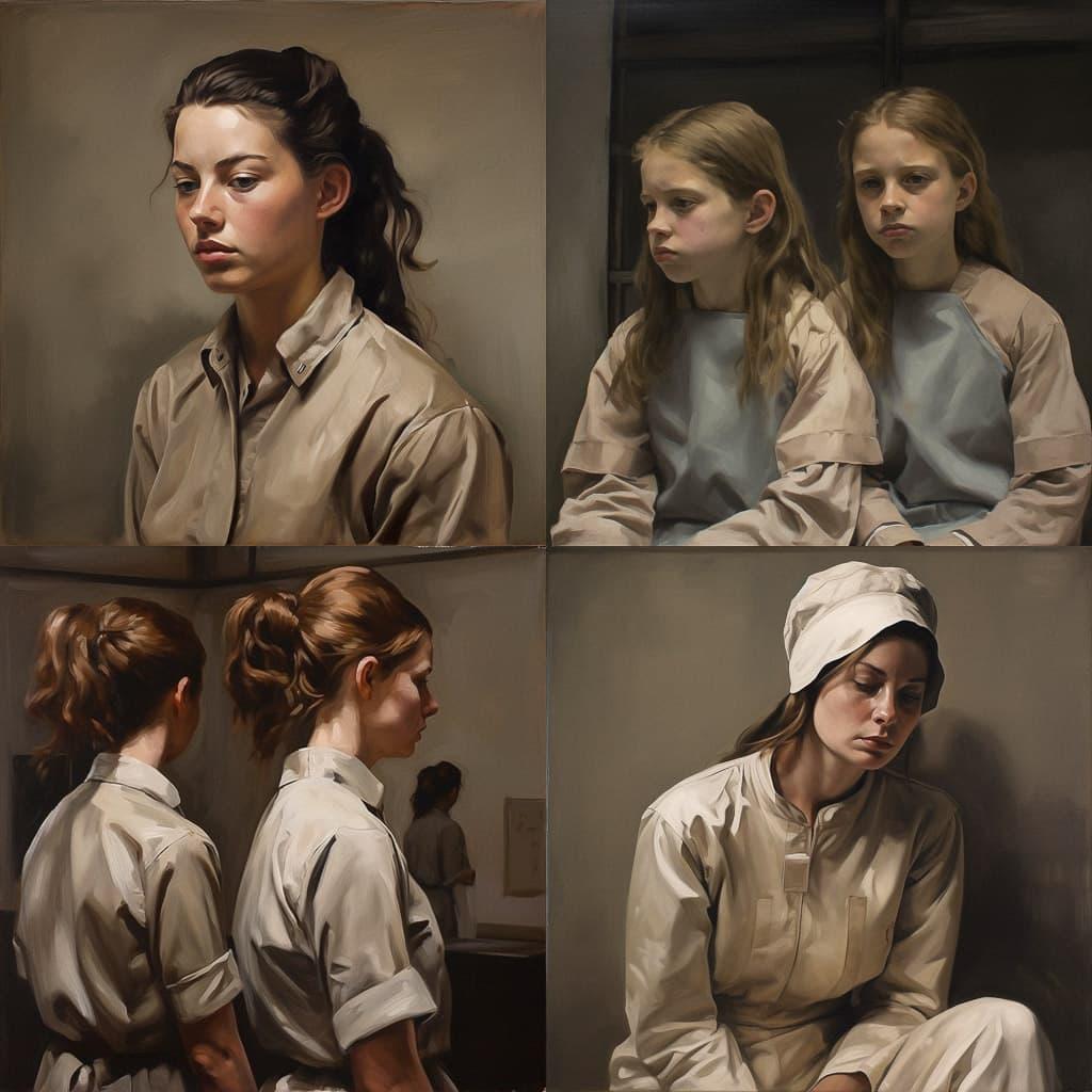 Michael Borremans style, Midjourney V5, render 1 of 4