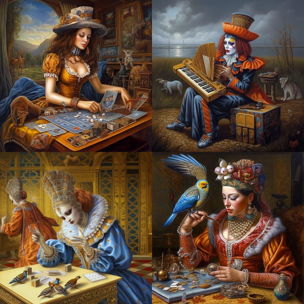 Michael Cheval style, Midjourney V5, render 1 of 4