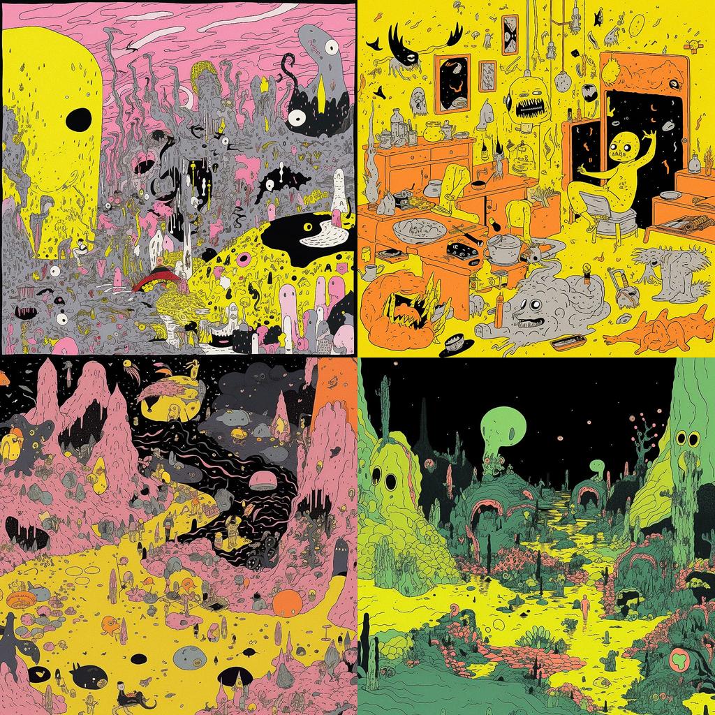 Michael DeForge style, Midjourney V5, render 1 of 4