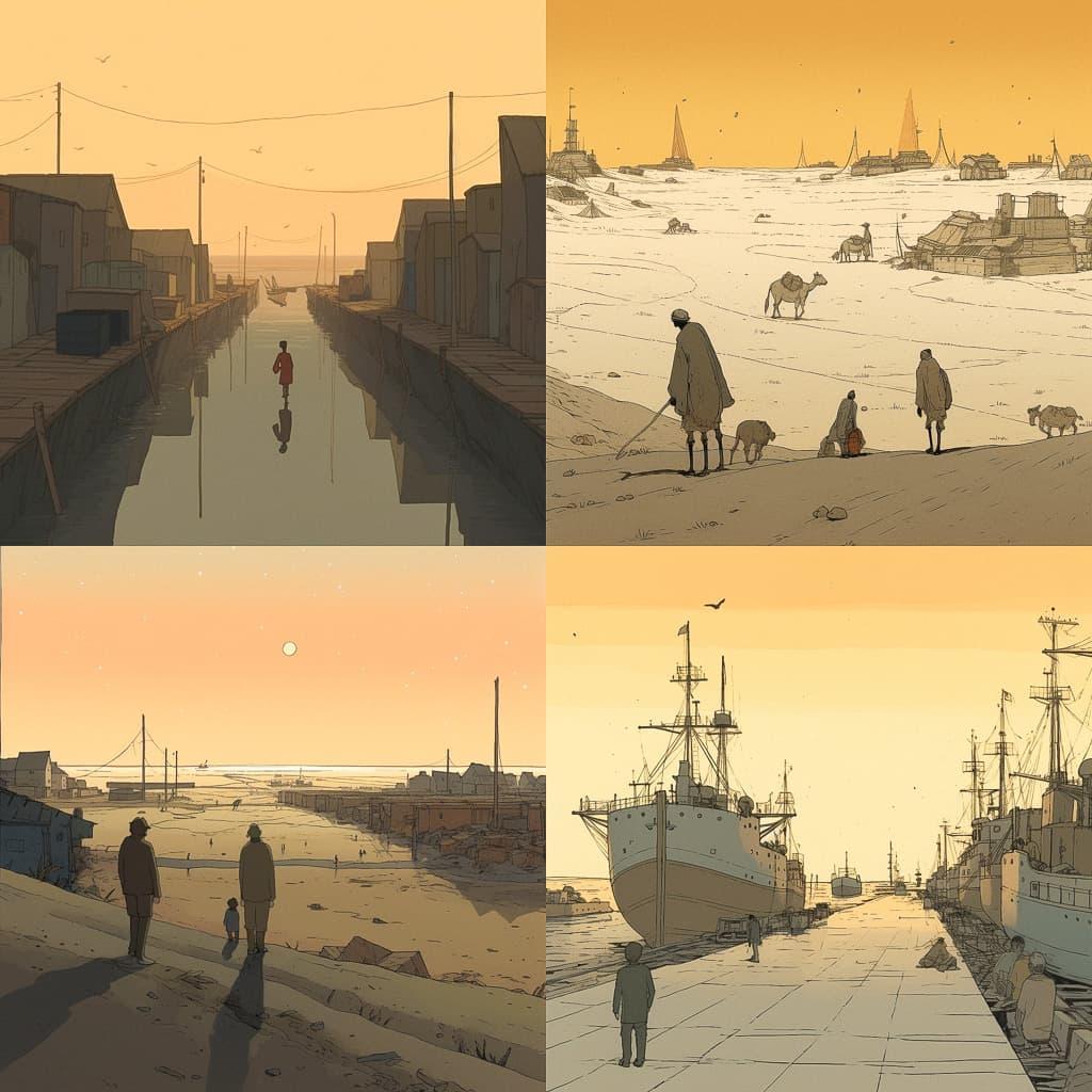 Michael Dudok de Wit style, Midjourney V5, render 1 of 4