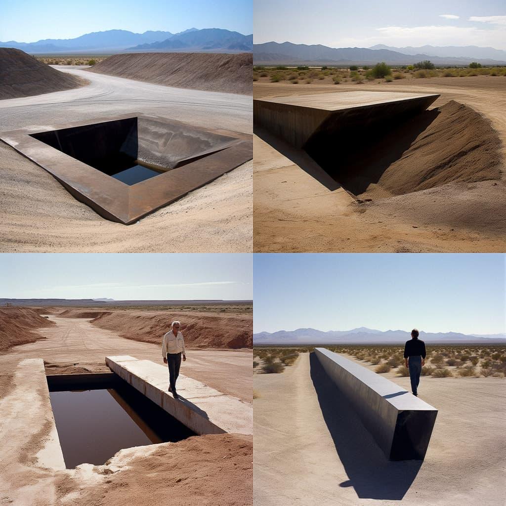 Michael Heizer style, Midjourney V5, render 1 of 4