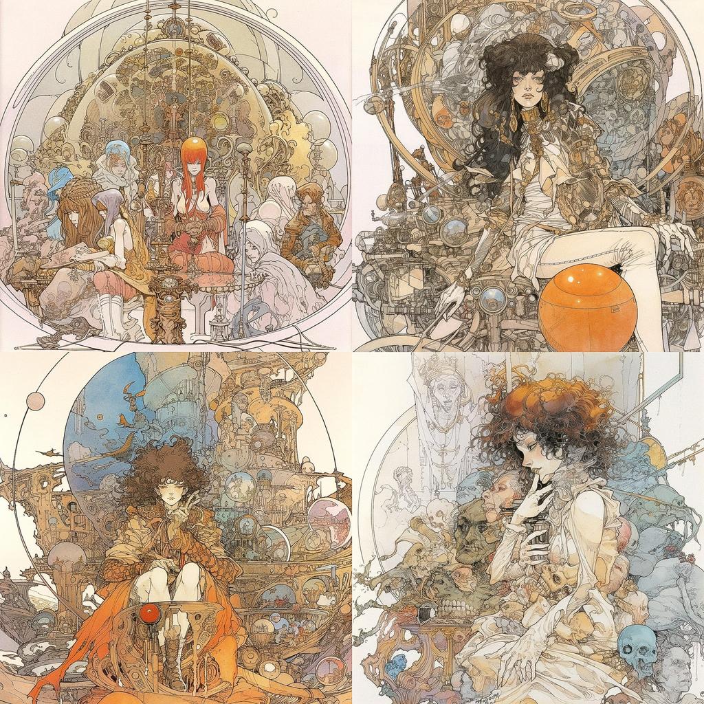 Michael Kaluta style, Midjourney V5, render 1 of 4