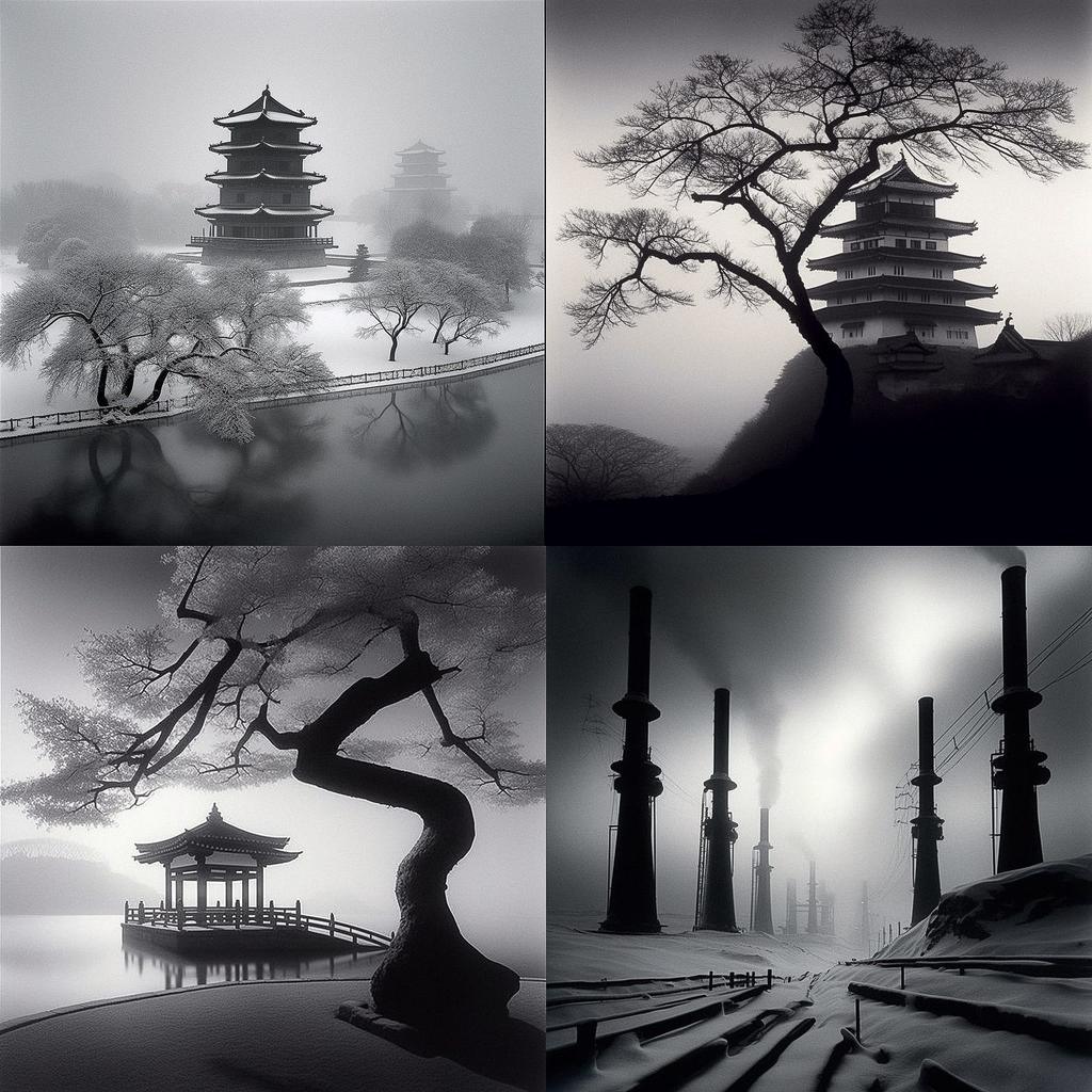 Michael Kenna style, Midjourney V5, render 1 of 4