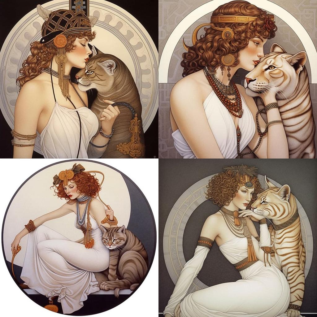 Michael Parkes style, Midjourney V5, render 1 of 4