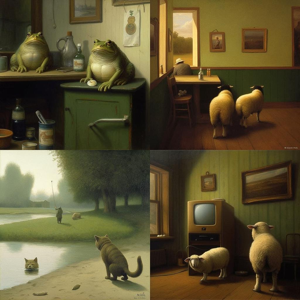 Michael Sowa style, Midjourney V5, render 1 of 4