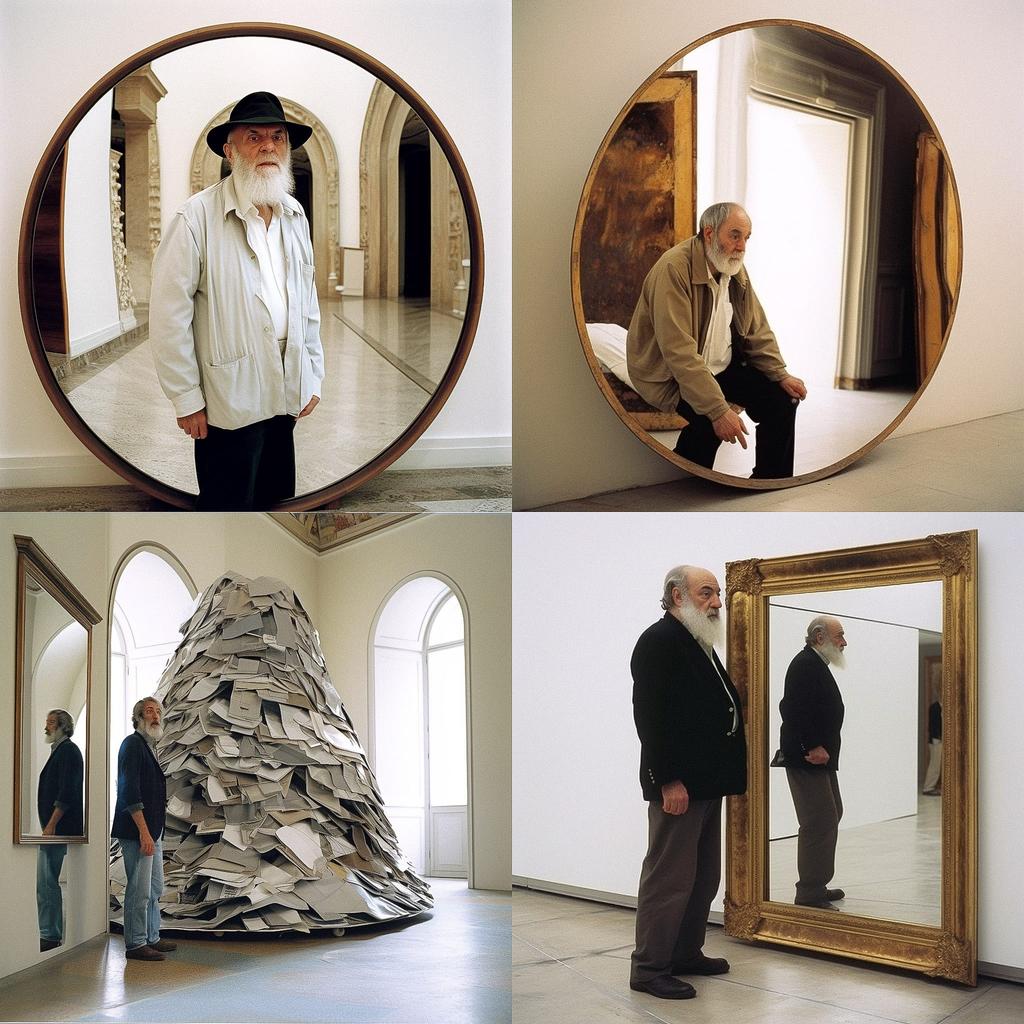 Michelangelo Pistoletto style, Midjourney V5, render 1 of 4