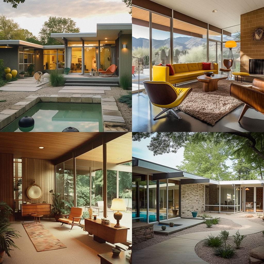 Mid-century modern style, Midjourney V5, render 1 of 4