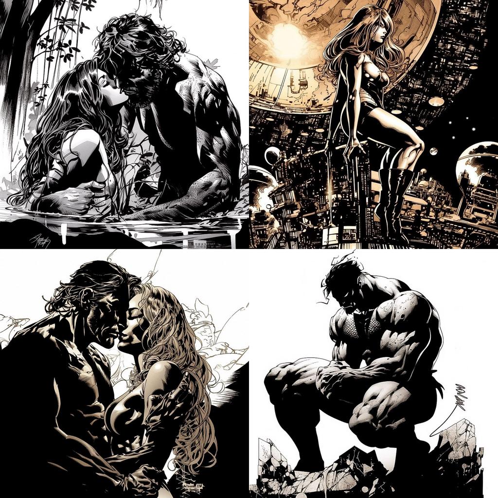 Mike Deodato style, Midjourney V5, render 1 of 4