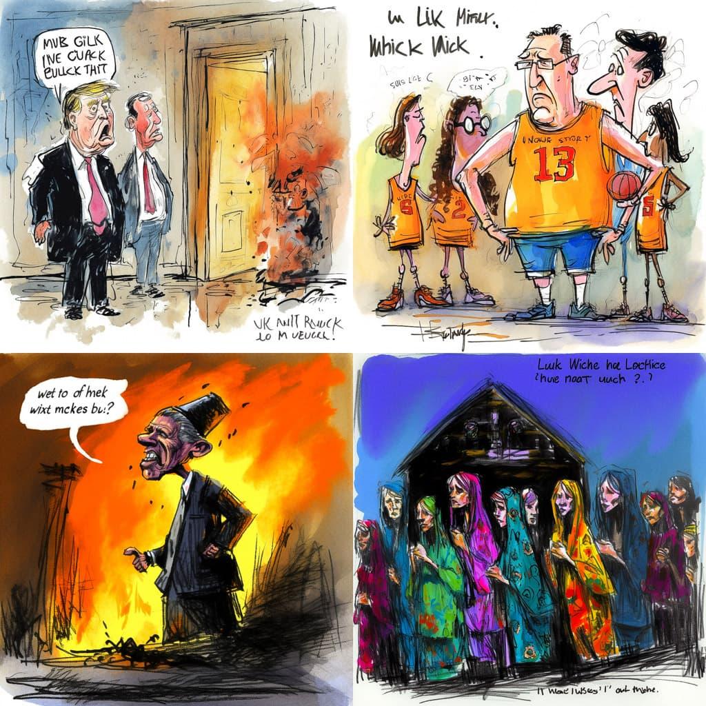 Mike Luckovich style, Midjourney V5, render 1 of 4