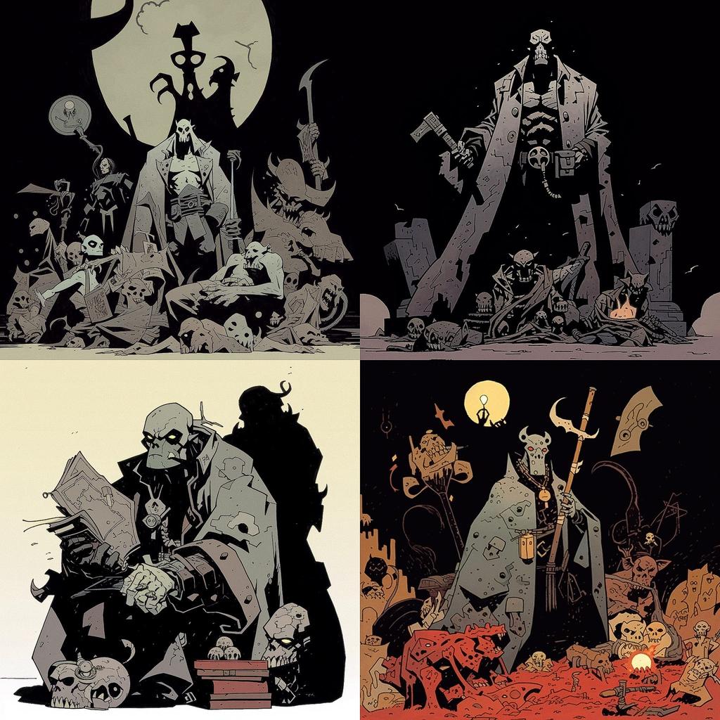 Mike Mignola style, Midjourney V5, render 1 of 4