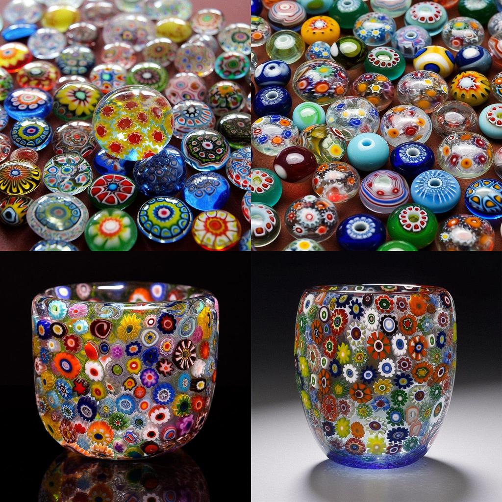 Millefiori glass style, Midjourney V5, render 1 of 4