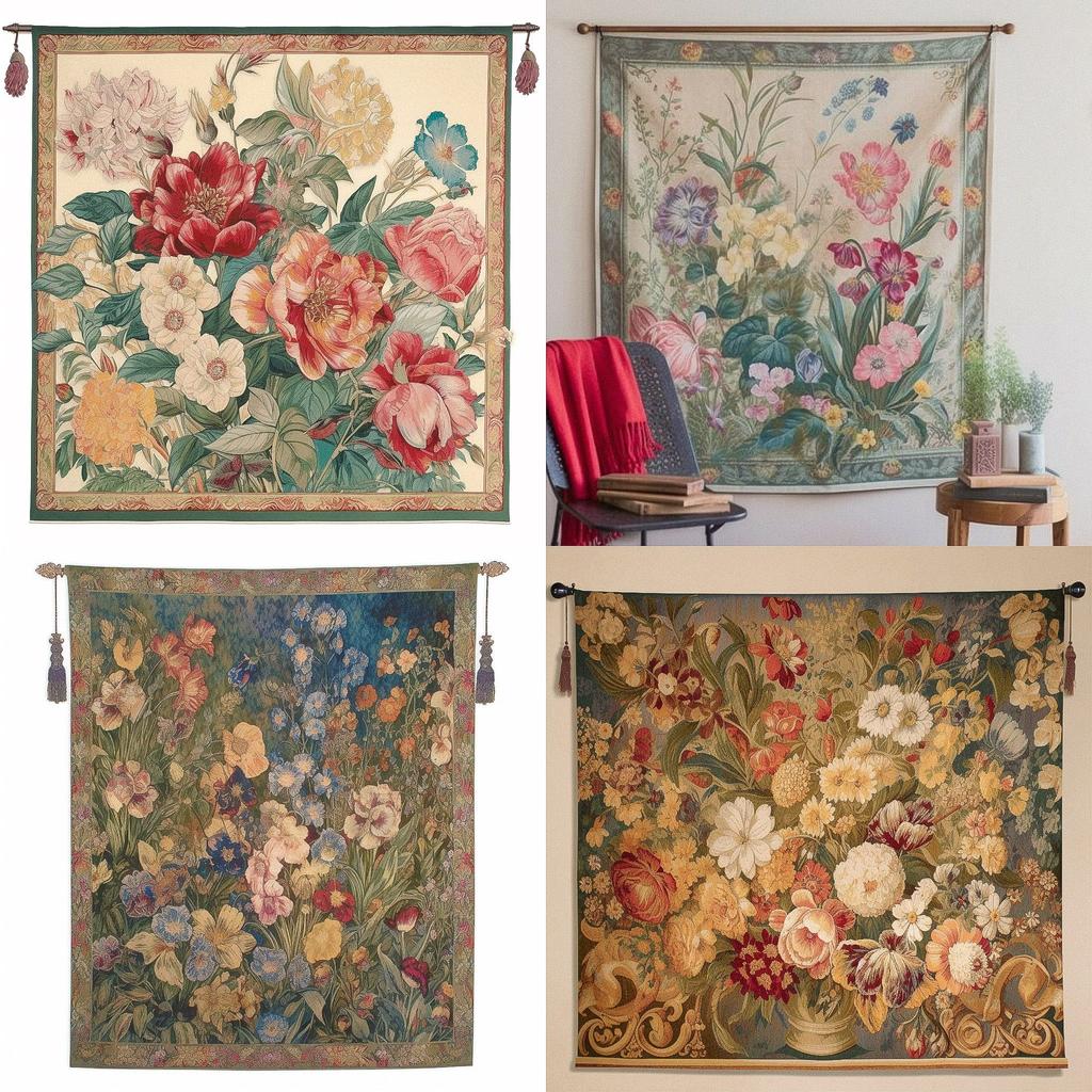Millefleurs tapestry style, Midjourney V5, render 1 of 4