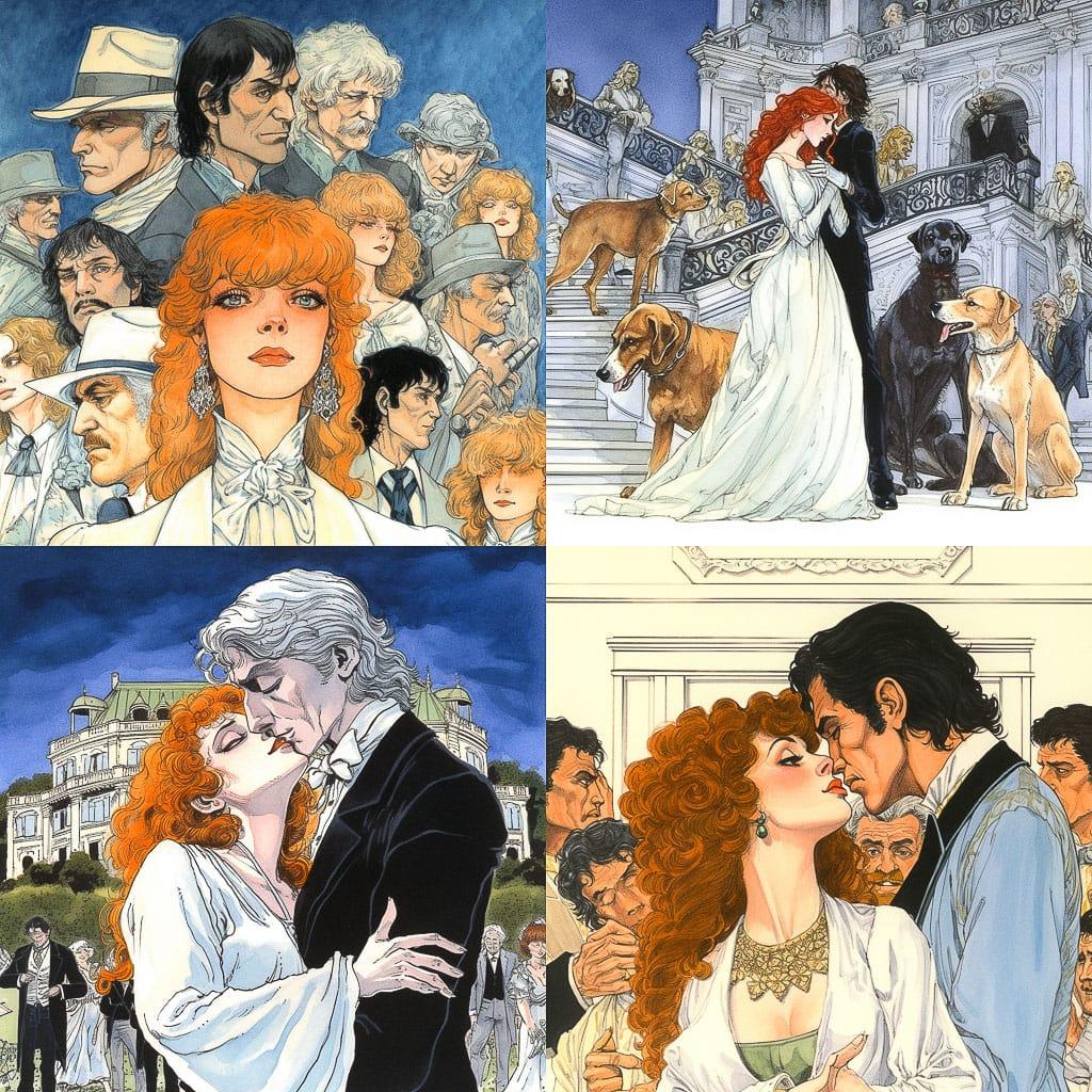 Milo Manara style, Midjourney V5, render 1 of 4