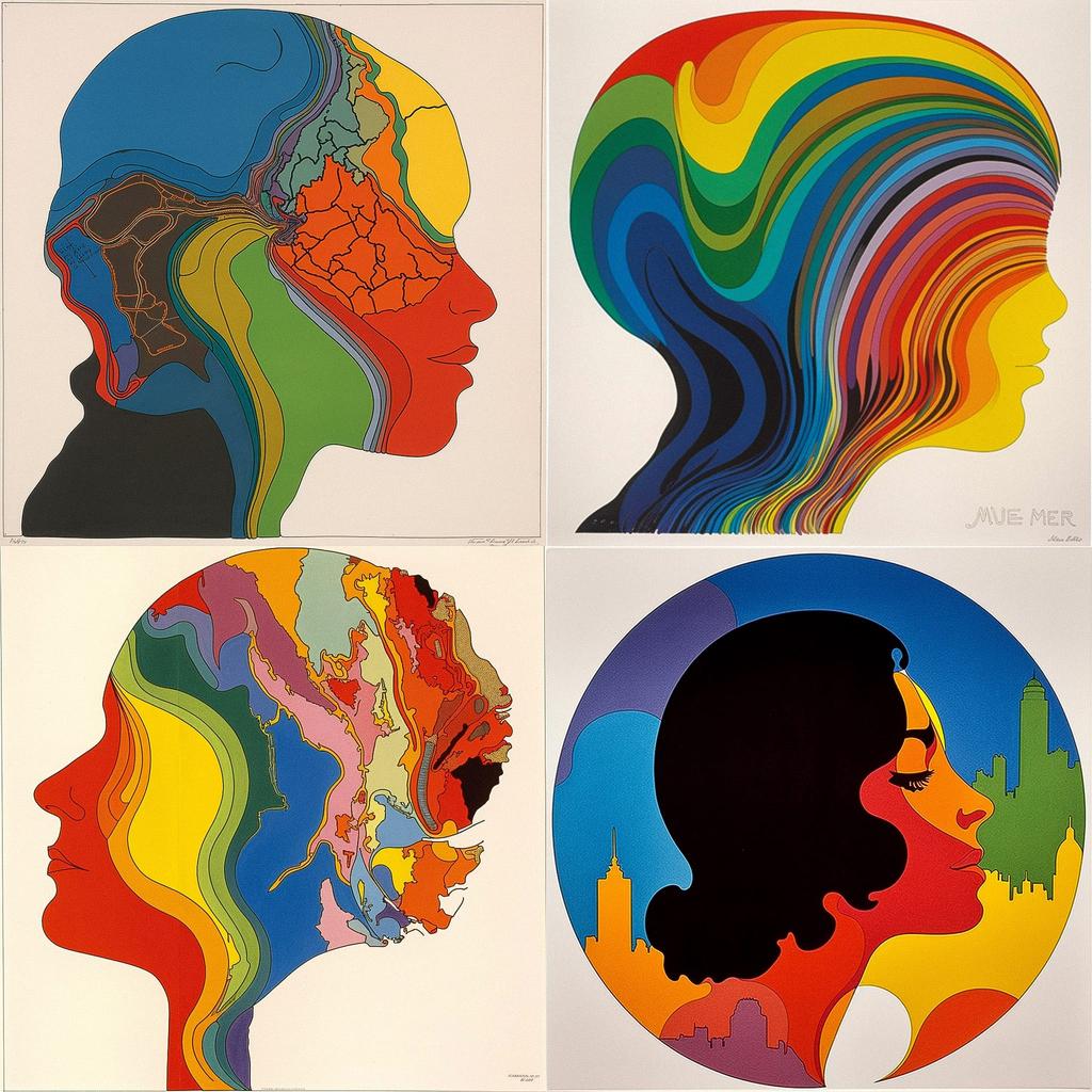 Milton Glaser style, Midjourney V5, render 1 of 4