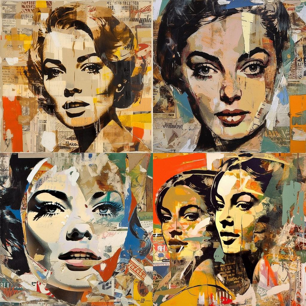 Mimmo Rotella style, Midjourney V5, render 1 of 4