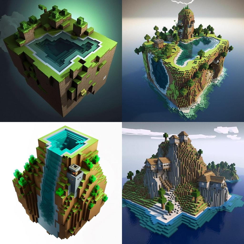 Minecraft style, Midjourney V5, render 1 of 4